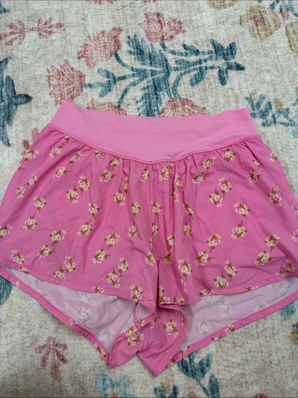 Women's Pink Floral Athletic Shorts